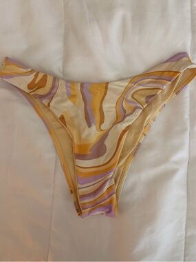 Monday Swimwear Yellow Bikini Bottoms with Lilac Accents